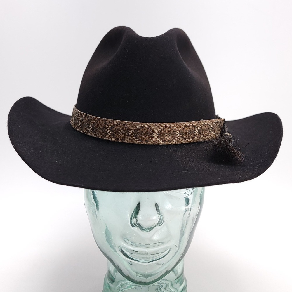 Akubra Boomerang 1030 Black Pure Fur Felt Cowboy Hat Australia Size 57‎ 7 1/8